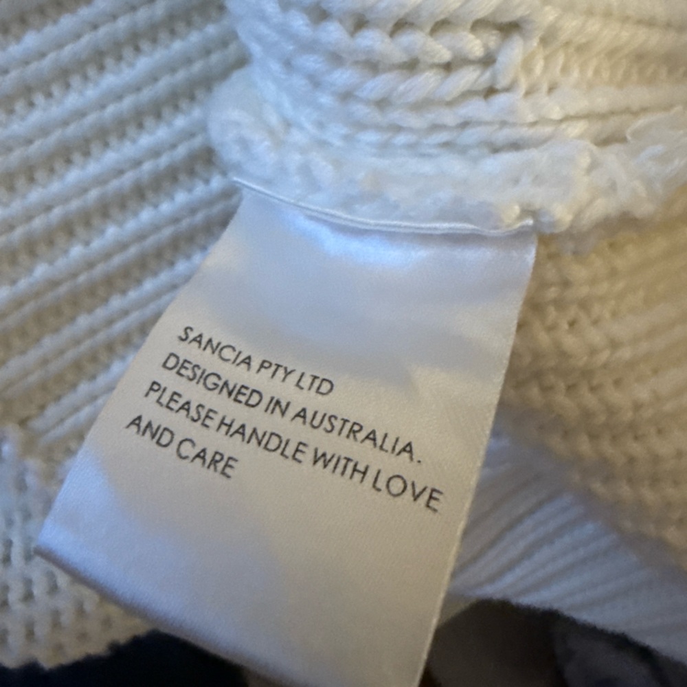SANCIA Cream Textured Ribbed Knit Sweater Relaxed Pullover - Picture 5 of 5
